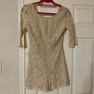 Ivory cream lace romper NWT